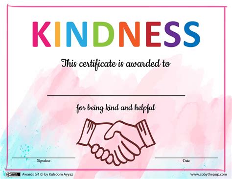 Kindness Award Printable